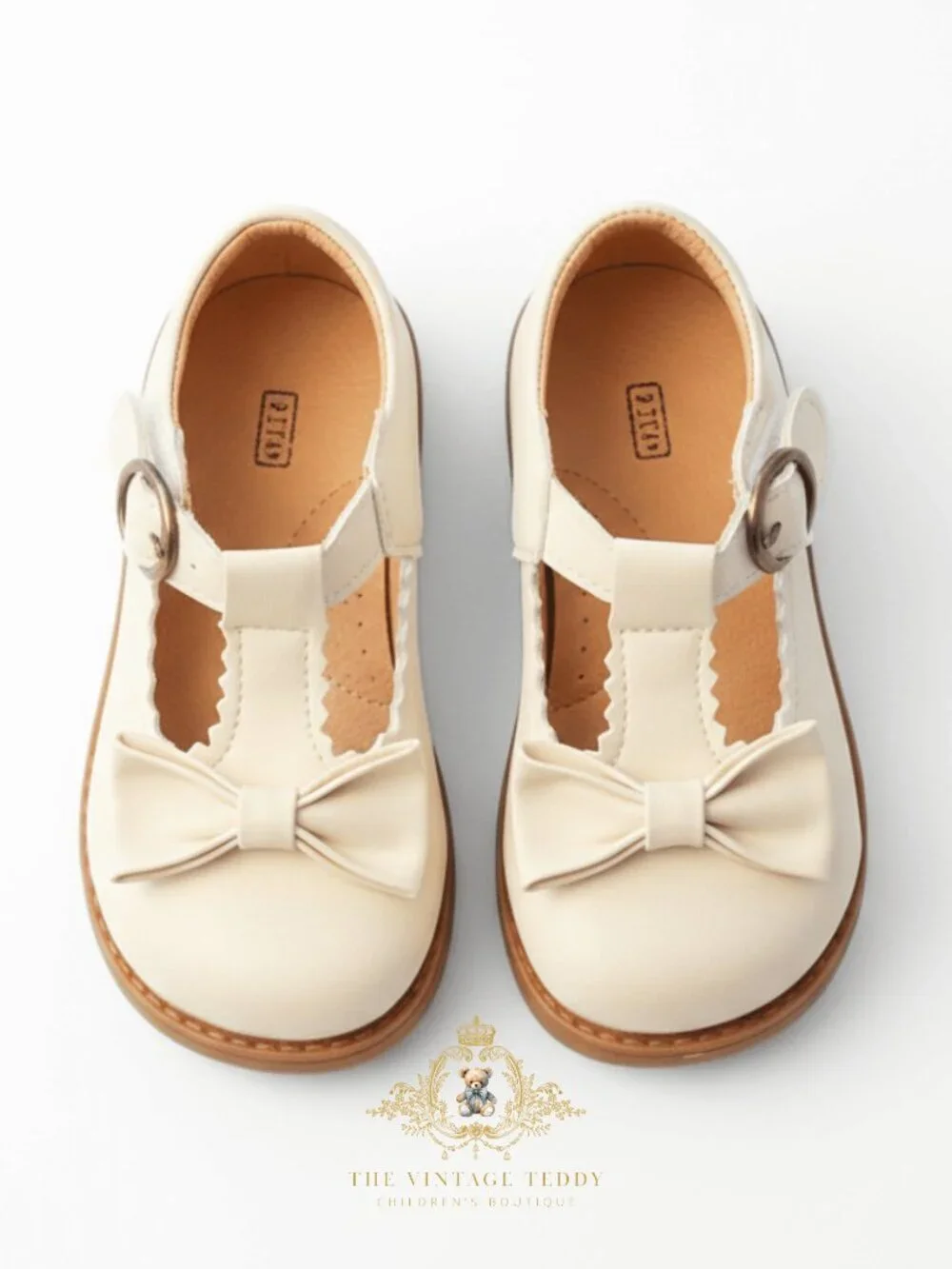NWT Pretty Girls Mary Jane Flats Children's Shoes, Kids, Toddlers Bows Cream 5.5